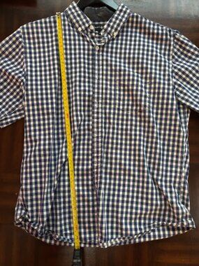 Beverly Hills Polo Club Button Down Blue Checked Short Sleeve Size L